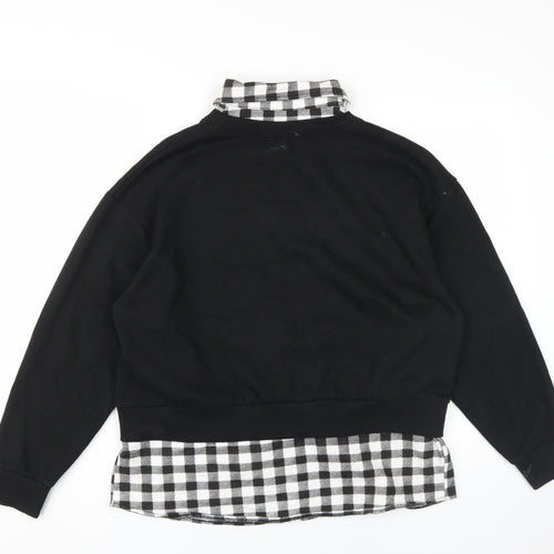 New Look Women's Black Check Collared Pullover, Size 10
