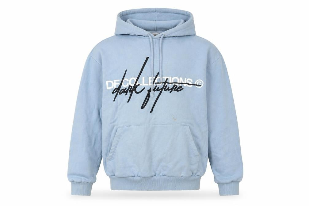 Front view of ASOS Men's Blue Hooded Pullover 2XS Graphic Hoodie