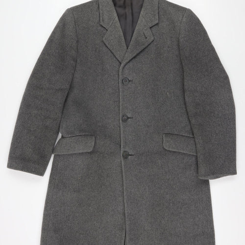 Men's Grey Wool Cashmere Mid-Length Overcoat - Classic Fit