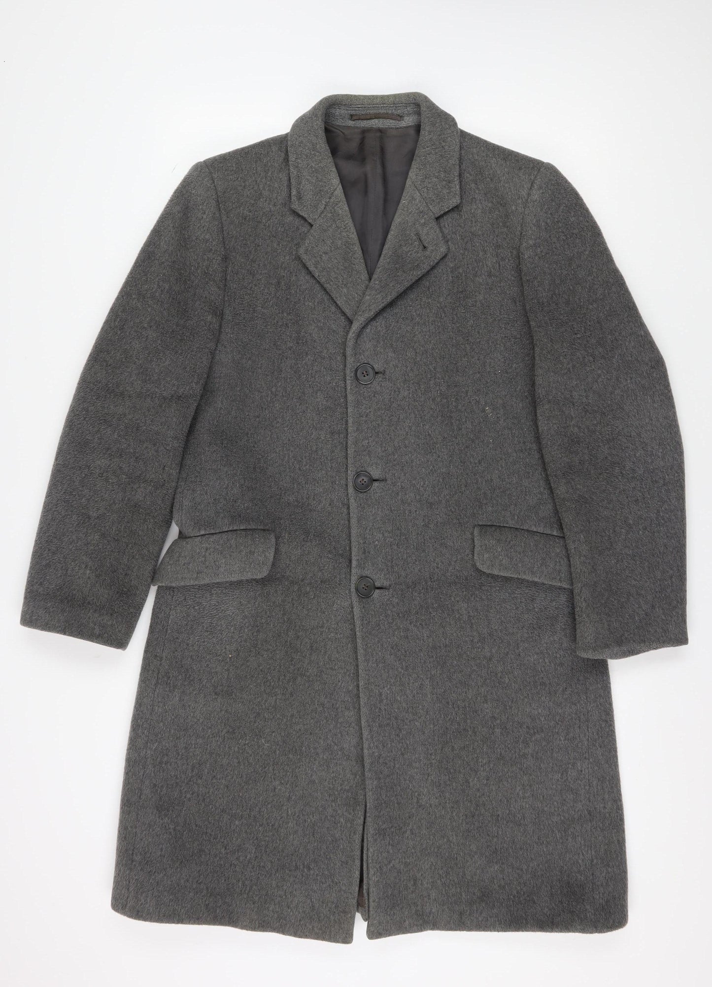 Men's Grey Wool Cashmere Mid-Length Overcoat - Classic Fit