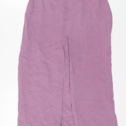 JV Collection Women's Purple Silk Midi Skirt Size 12