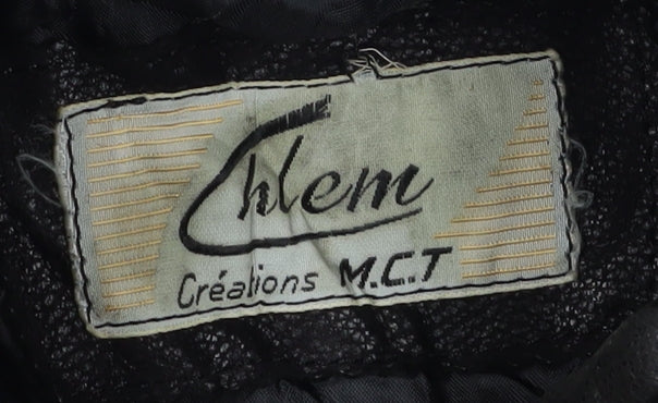 Men's Black Faux Leather Mid-Length Overcoat, M