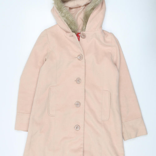 Earth Music & Ecology Women's Pink Hooded Overcoat S
