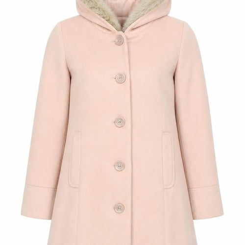 Earth Music & Ecology Women's Pink Hooded Overcoat S