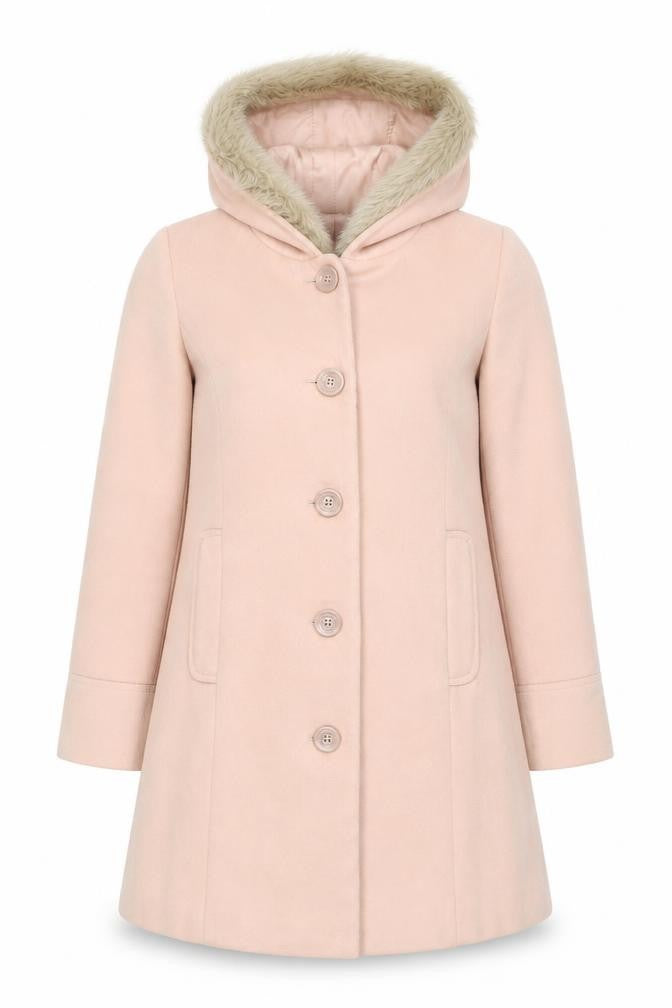 Earth Music & Ecology Women's Pink Hooded Overcoat S