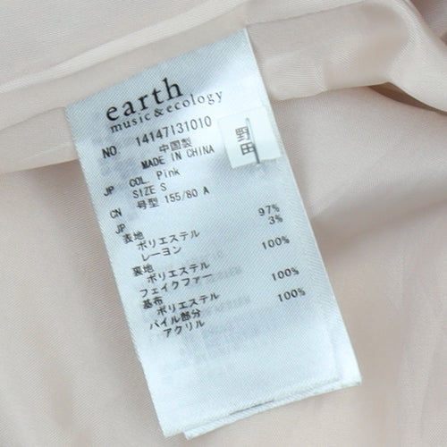 Earth Music & Ecology Women's Pink Hooded Overcoat S