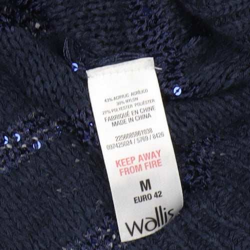 Wallis Women's Petite Blue Sequin Pullover Jumper Size 14