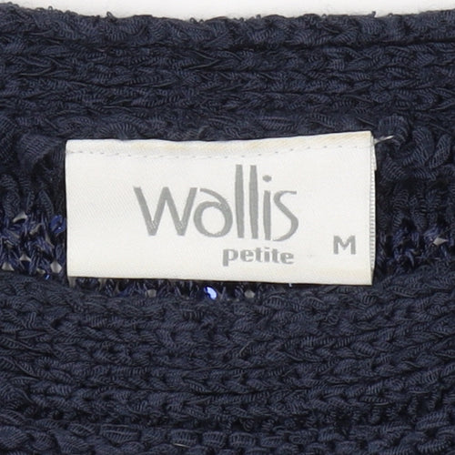 Wallis Women's Petite Blue Sequin Pullover Jumper Size 14