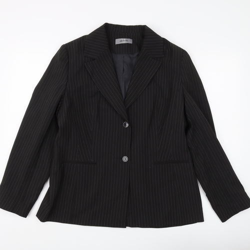 Amaranto Women's Black Pinstripe Suit Jacket Size 16