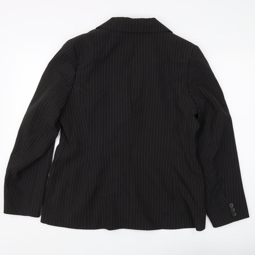 Amaranto Women's Black Pinstripe Suit Jacket Size 16