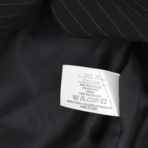 Amaranto Women's Black Pinstripe Suit Jacket Size 16