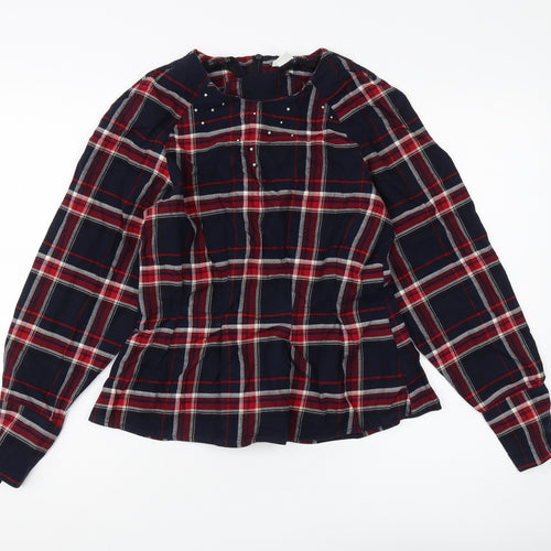 H&M Women's Multicoloured Plaid Blouse, Size 8