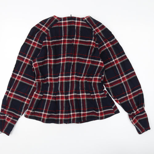 H&M Women's Multicoloured Plaid Blouse, Size 8