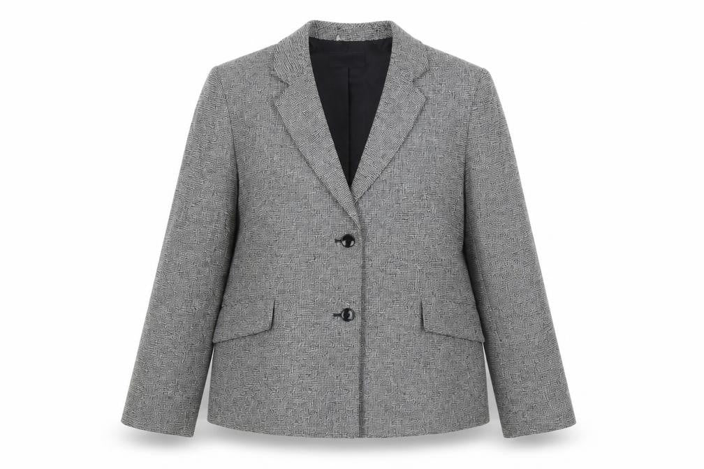 Front view of Marks & Spencer Women's Grey Blazer, size 14, Classic Fit