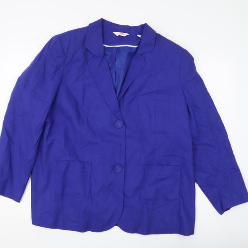 Ulla Popken Blue Plus Size Women's Blazer, Size 22
