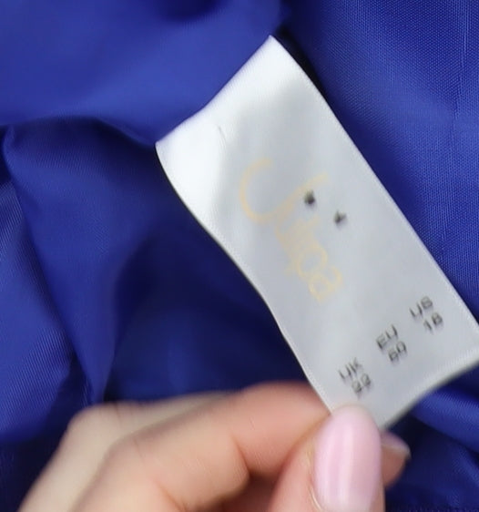 Ulla Popken Blue Plus Size Women's Blazer, Size 22