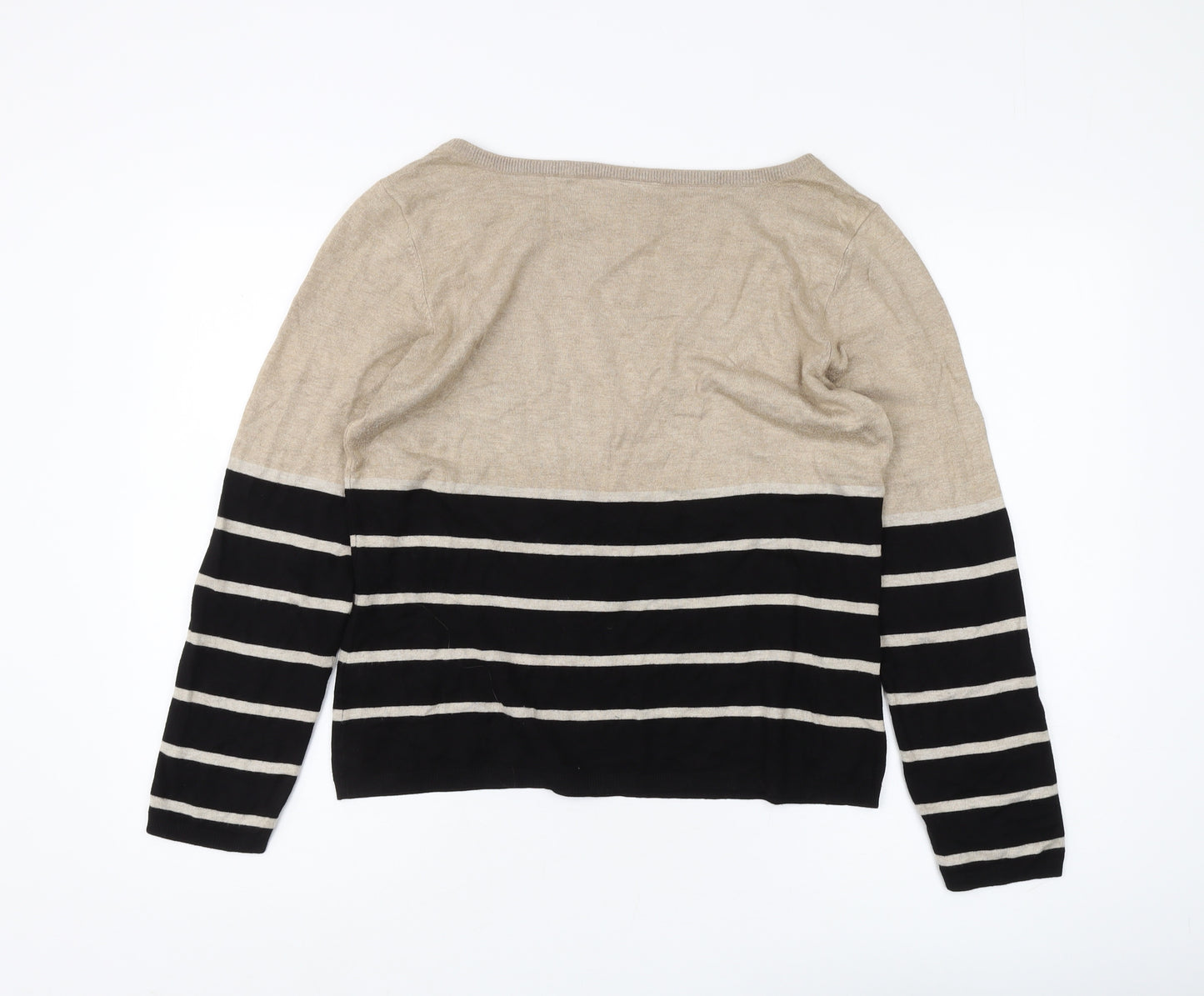 Wallis Women's Beige Black Striped Pullover Jumper Size 16