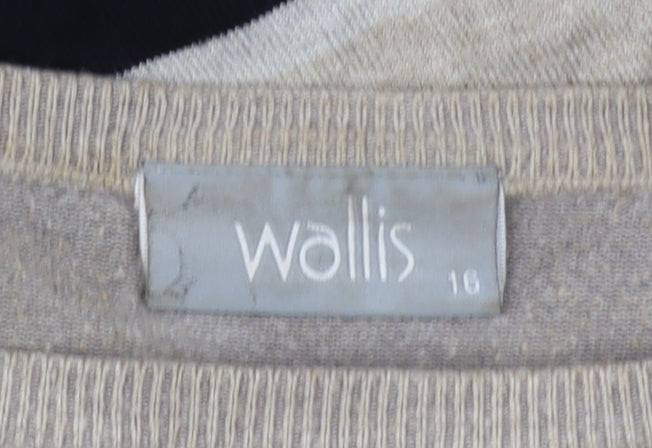 Wallis Women's Beige Black Striped Pullover Jumper Size 16