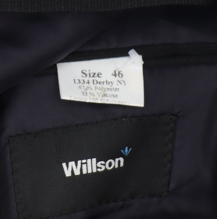Willson Men's Black Blazer, Size 46, Regular Fit