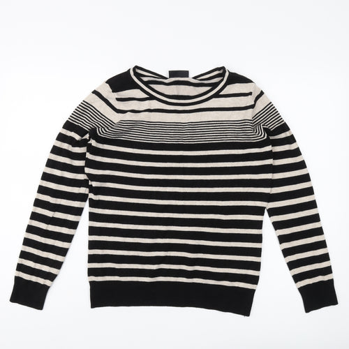 Wallis Women's Black Striped Pullover Jumper Size 12