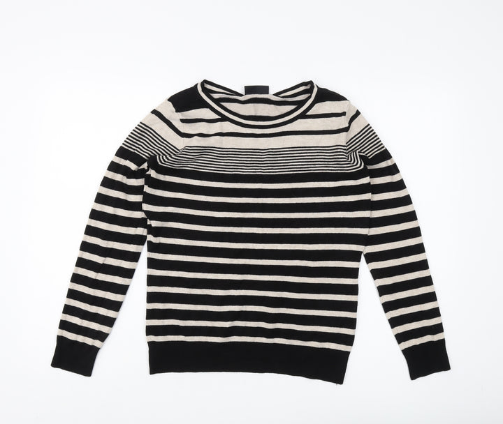 Wallis Women's Black Striped Pullover Jumper Size 12