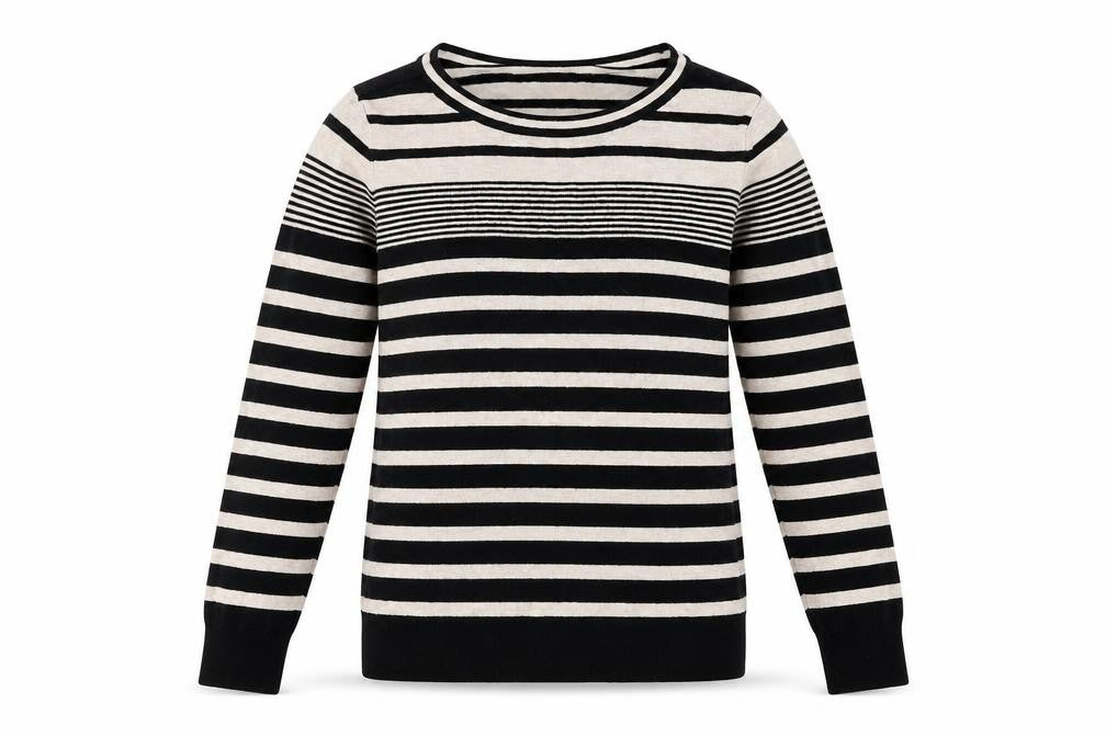 Front view of Wallis Women's Black Striped jumper, size 12