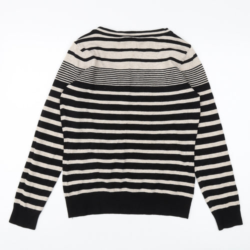 Wallis Women's Black Striped Pullover Jumper Size 12