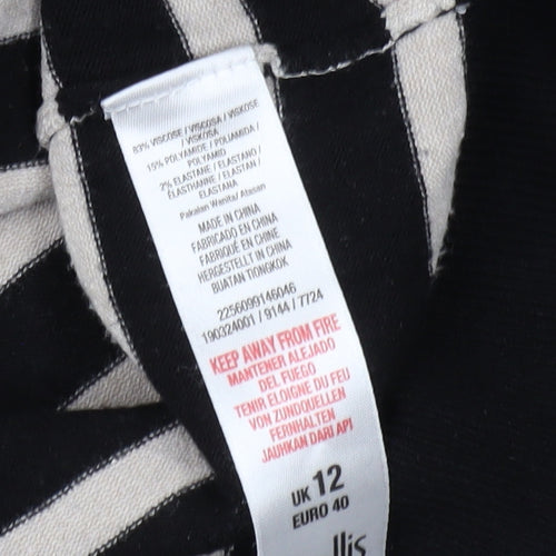 Wallis Women's Black Striped Pullover Jumper Size 12