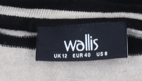 Wallis Women's Black Striped Pullover Jumper Size 12