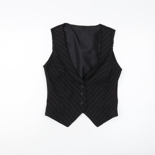 New Look Women's Black Pinstripe Waistcoat Size 14