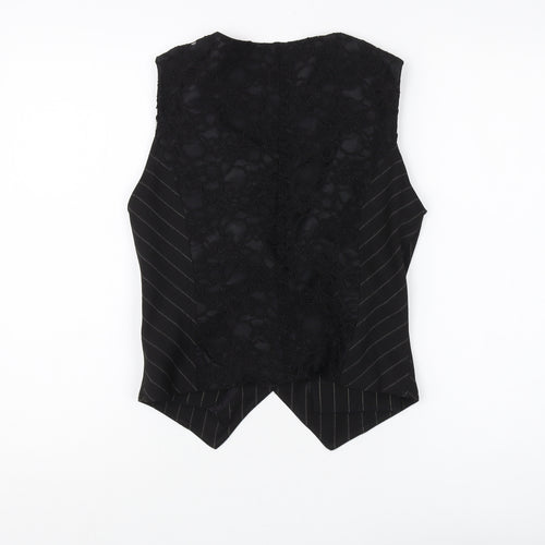 New Look Women's Black Pinstripe Waistcoat Size 14