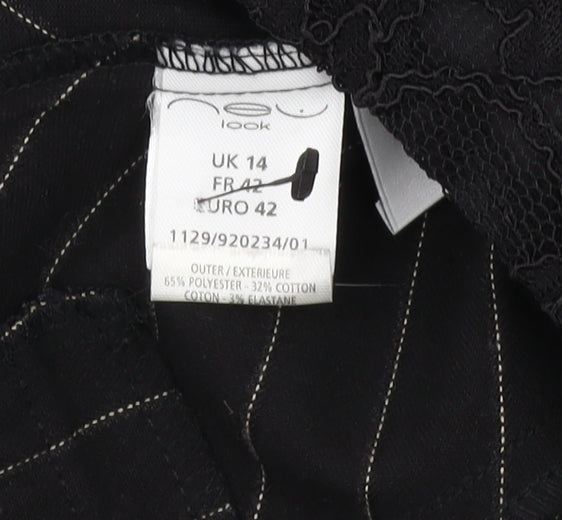 New Look Women's Black Pinstripe Waistcoat Size 14