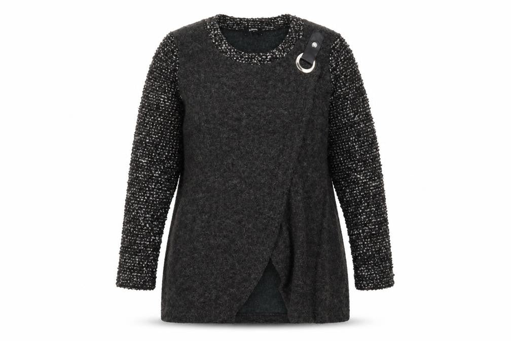 Front view of Klass Women's Grey Tunic, size S, Acrylic-Wool Blend