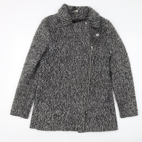 H&M Women's Grey Motorcycle Coat Size 12 - Casual Full Zip