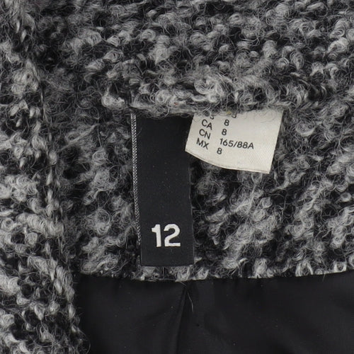 H&M Women's Grey Motorcycle Coat Size 12 - Casual Full Zip