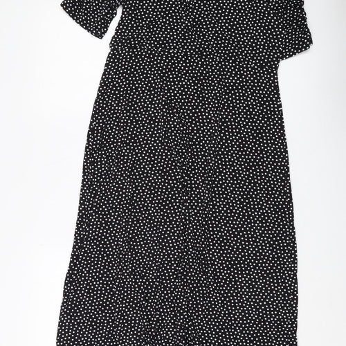 Dorothy Perkins Women's Black Polka Dot Midi Dress - UK 16