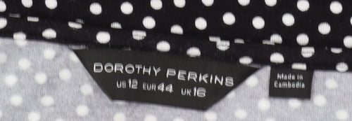 Dorothy Perkins Women's Black Polka Dot Midi Dress - UK 16