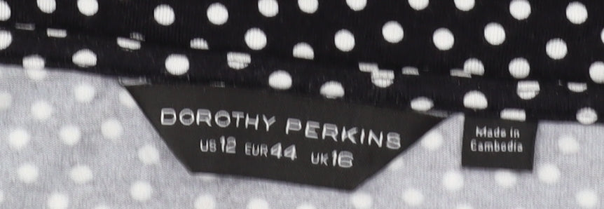Dorothy Perkins Women's Black Polka Dot Midi Dress - UK 16
