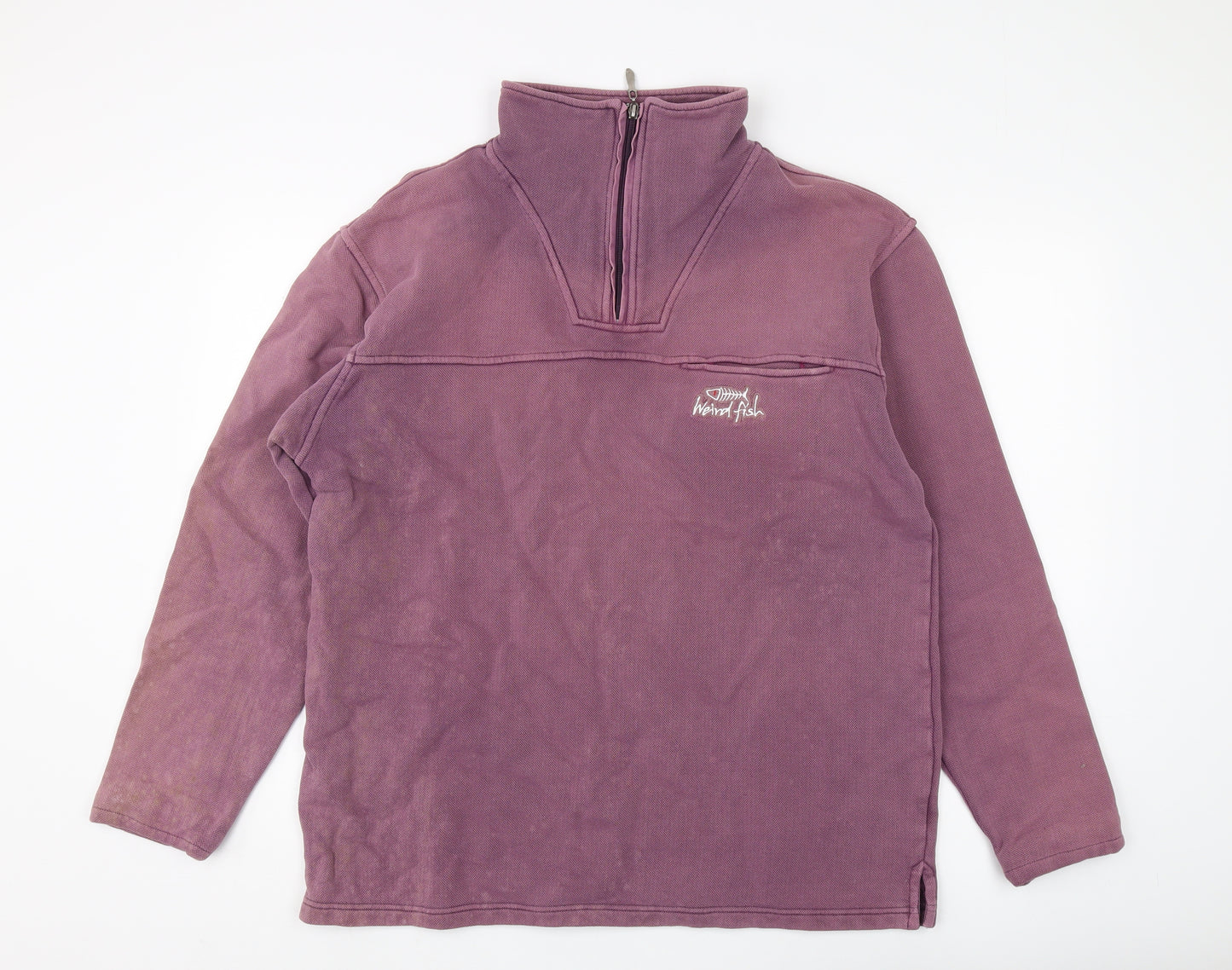 Weird Fish Mens Purple 1/4 Zip Sweatshirt - Large