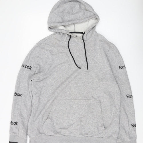 Reebok Men's Grey Pullover Hoodie L, Logo Style