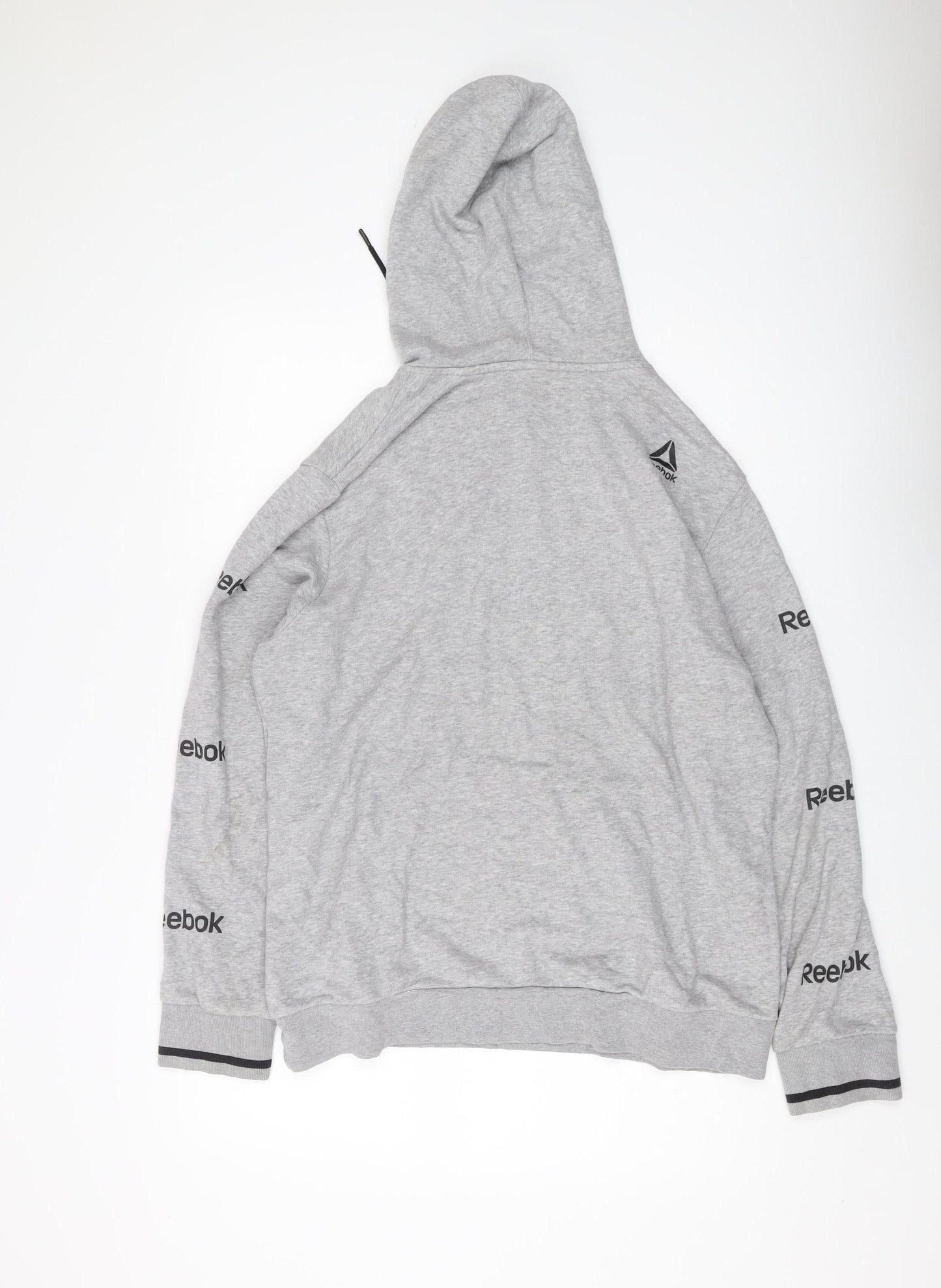 Reebok Men's Grey Pullover Hoodie L, Logo Style