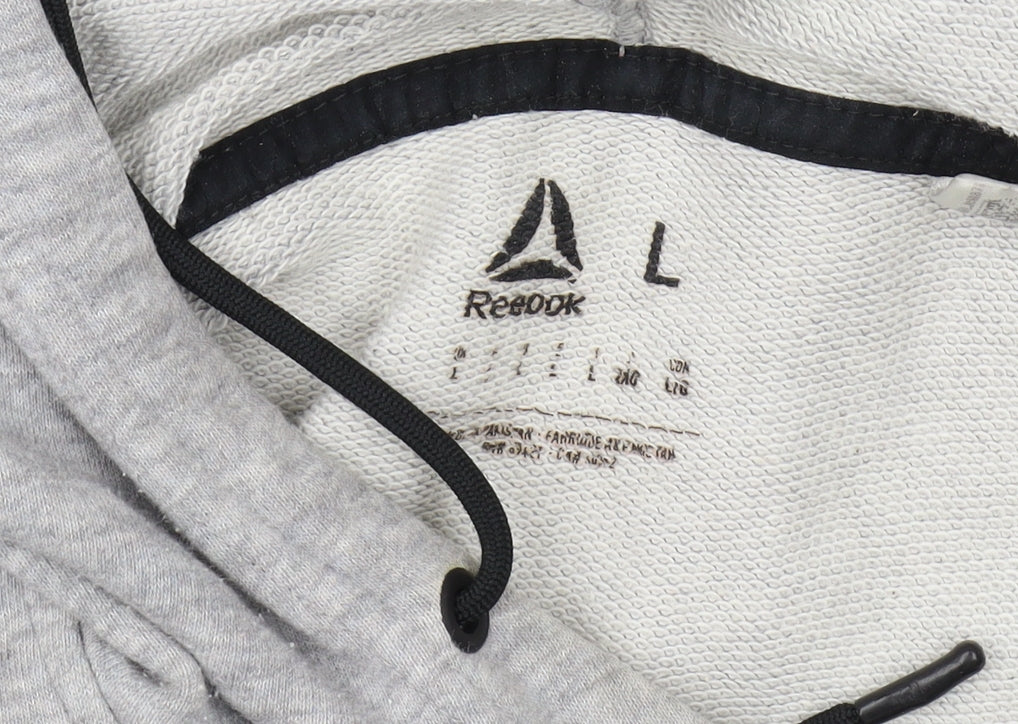 Reebok Men's Grey Pullover Hoodie L, Logo Style
