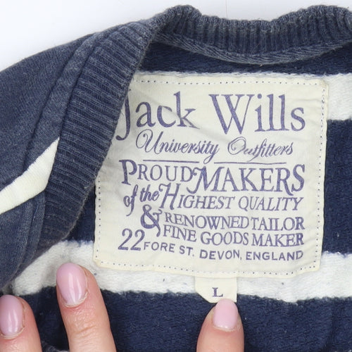 Jack Wills Men's Blue Striped Pullover Sweatshirt L