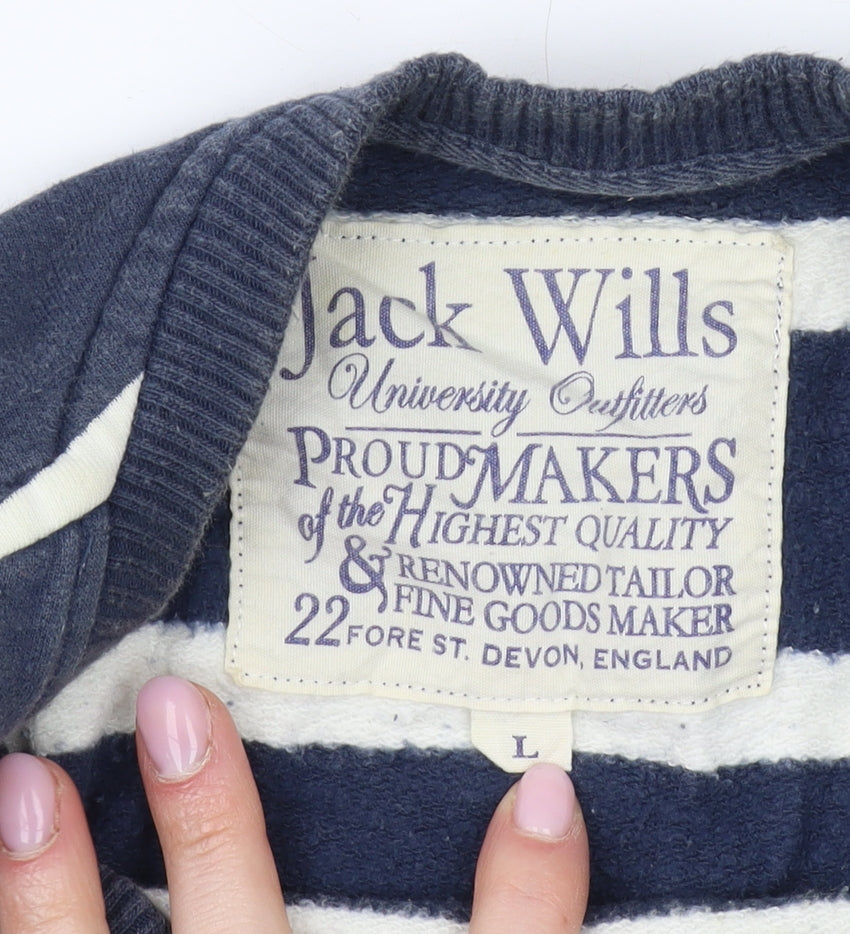 Jack Wills Men's Blue Striped Pullover Sweatshirt L