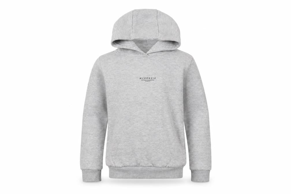 Front view of McKenzie boys’ grey pullover hoodie 11-12 years