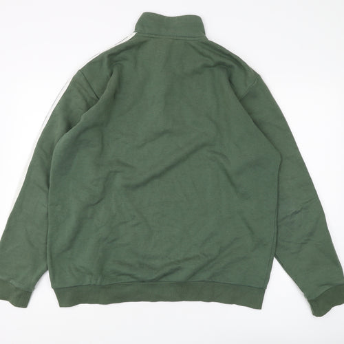 Adidas Men's Green Logo 1/4 Zip Sweatshirt L