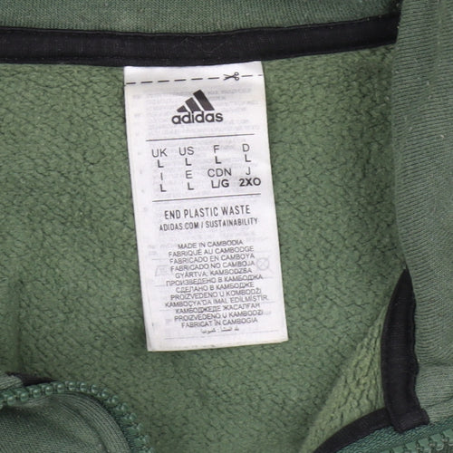 Adidas Men's Green Logo 1/4 Zip Sweatshirt L