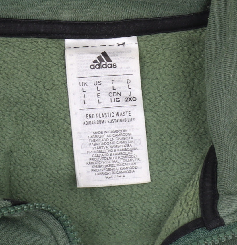 Adidas Men's Green Logo 1/4 Zip Sweatshirt L