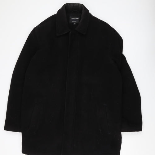 Greenwoods Men's Black Overcoat, M, Casual Mid-Length