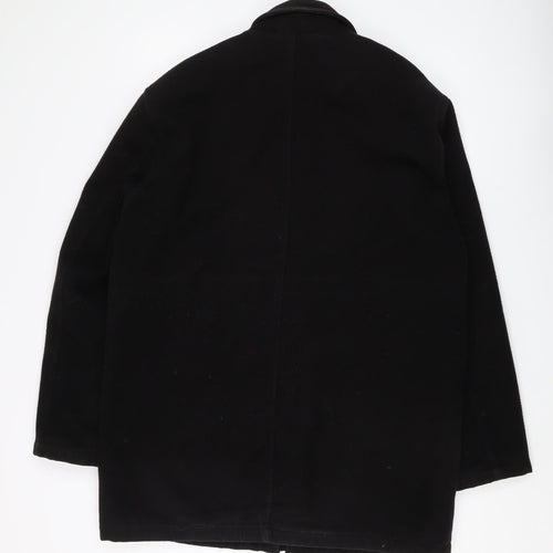 Greenwoods Men's Black Overcoat, M, Casual Mid-Length